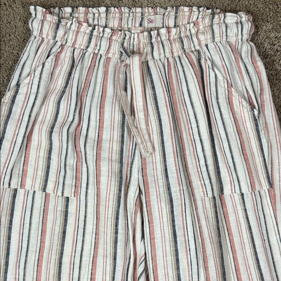 SO Multicolor Striped Elastic Waist Drawstring Wide Leg Pants SKU1034 - Picture 5 of 8